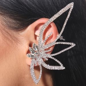 Sparkling Rhinestone Flower Drop Earrings Butterfly